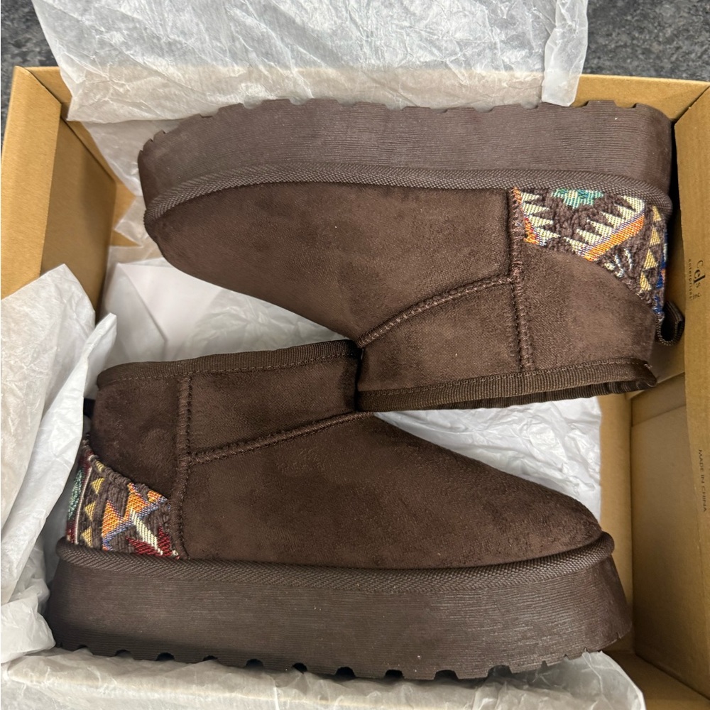 Platform Aztec Ankle Boots